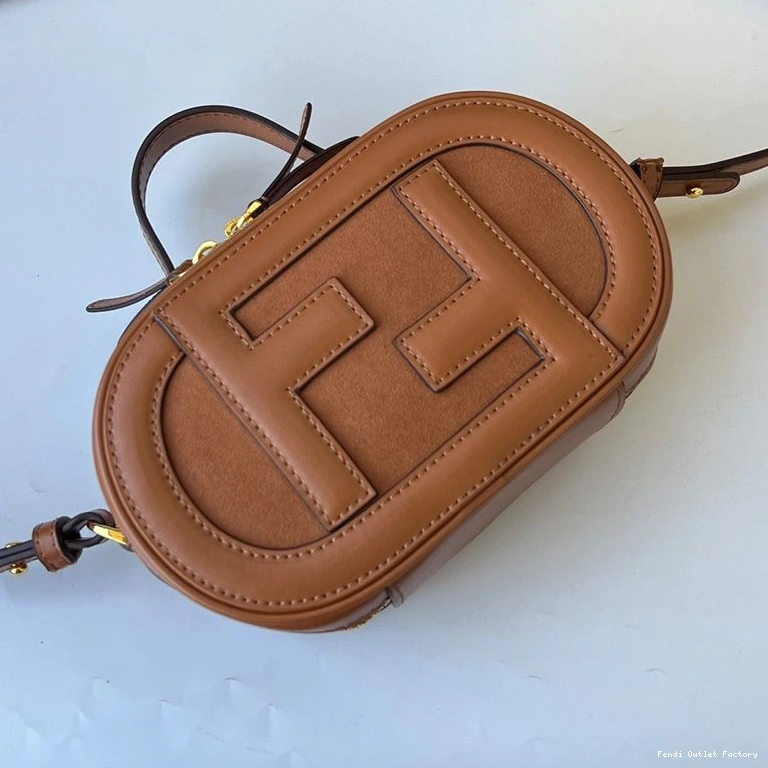 Cheap HOT Calf Case O'Lock In Leather Brown Mini Camera Fendi 0806
